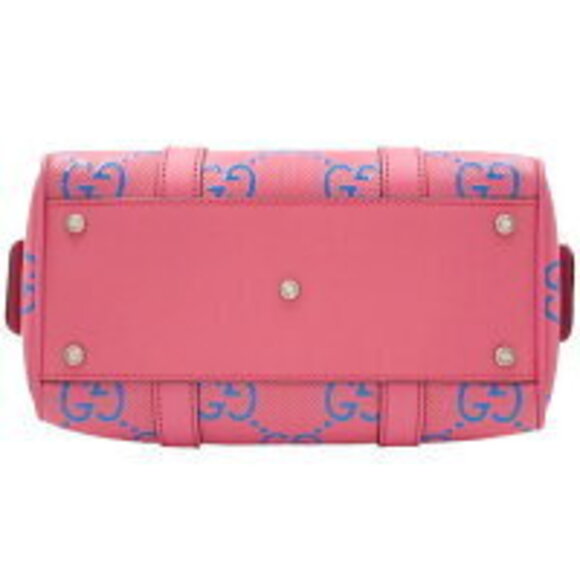 Gucci GG Duffel Bag Crossbody Perfo Boston Leather Pink Blue - Picture 5 of 7
